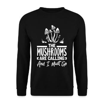 The mushrooms are calling and I have to go mushroom picker - Unisex Sweatshirt - black - Front - Alina (178cm) & Michal (187cm)