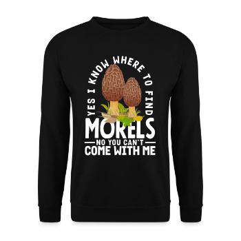Ja, Ich Weiß Wo Morcheln Zu Finden Sind - Unisex Pullover - Schwarz - Vorne - Alina (178cm) & Michal (187cm)