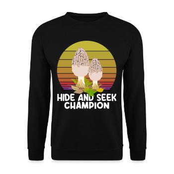Hide Master Mushroom Picker Hide And Seek - Unisex Sweatshirt - black - Front - Alina (178cm) & Michal (187cm)