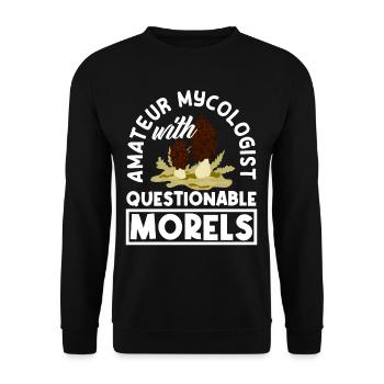Pilzsammler Mit Fragwürdigen Morcheln - Unisex Pullover - Schwarz - Vorne - Alina (178cm) & Michal (187cm)
