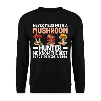 Never annoy a mushroom picker - Unisex Sweatshirt - black - Front - Alina (178cm) & Michal (187cm)