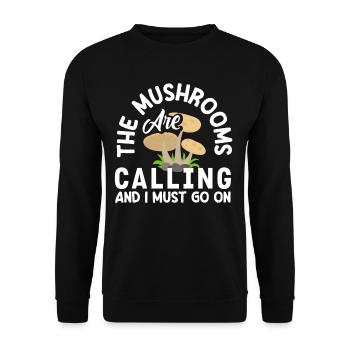 Pilzsammler Die Pilze Rufen Und Ich Muss Gehen - Unisex Pullover - Schwarz - Vorne - Alina (178cm) & Michal (187cm)
