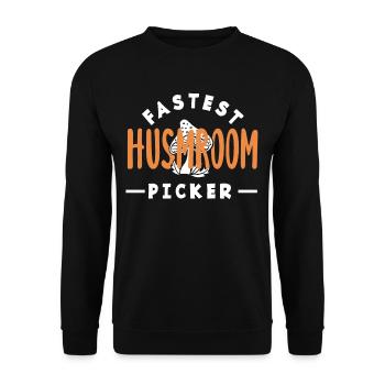 Schnellster Pilzesammler Lustig - Unisex Pullover - Schwarz - Vorne - Alina (178cm) & Michal (187cm)
