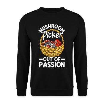 Mushroom Picker Out of Passion Basket - Unisex Sweatshirt - black - Front - Alina (178cm) & Michal (187cm)