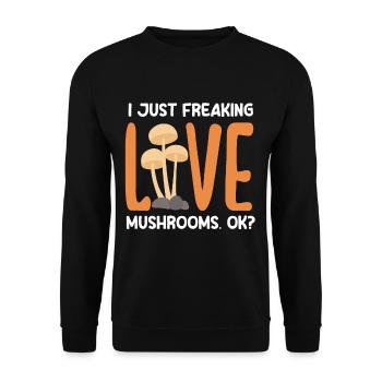 I love mushrooms for mushroom pickers - Unisex Sweatshirt - black - Front - Alina (178cm) & Michal (187cm)