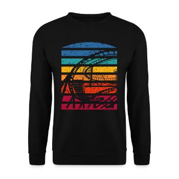 Rétro montagnes russes silhouette aventure - Sweat-shirt Unisexe - noir - Devant - Alina (178cm) & Michal (187cm)