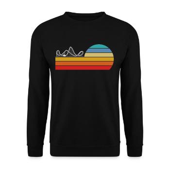 Achterbahn Retro Sonnenuntergang Stil - Unisex Pullover - Schwarz - Vorne - Alina (178cm) & Michal (187cm)