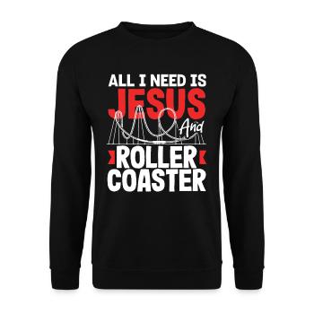 Jesus Und Achterbahn Liebhaber - Unisex Pullover - Schwarz - Vorne - Alina (178cm) & Michal (187cm)