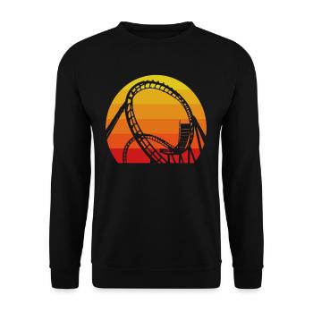 Achterbahn Abenteuer Vintage Sonnenuntergang - Unisex Pullover - Schwarz - Vorne - Alina (178cm) & Michal (187cm)