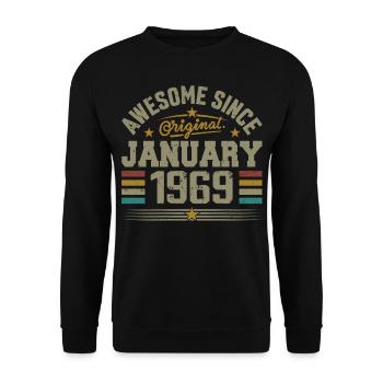 Rétro Cadeau D'anniversaire Nées En Janvier 1969 - Sweat-shirt Unisexe - noir - Devant - Alina (178cm) & Michal (187cm)