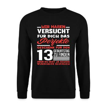 13e anniversaire Cadeau parfait - Sweat-shirt Unisexe - noir - Devant - Alina (178cm) & Michal (187cm)