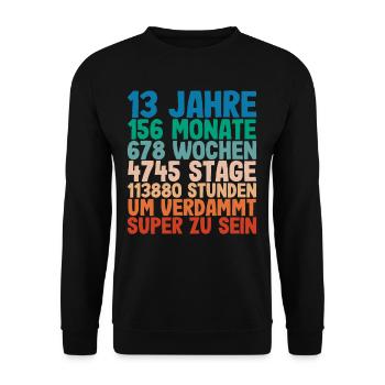 13. Geburtstag 13 Jahre Voller Abenteuer - Unisex Pullover - Schwarz - Vorne - Alina (178cm) & Michal (187cm)