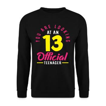 Vous êtes maintenant un adolescent officiel 13. - Sweat-shirt Unisexe - noir - Devant - Alina (178cm) & Michal (187cm)