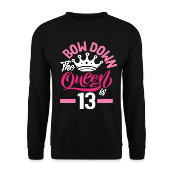13th Birthday The Queen Turns 13 - Unisex Sweatshirt - black - Front - Alina (178cm) & Michal (187cm)