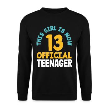 Maintenant 13 Anniversaire officiel de l’adolescent - Sweat-shirt Unisexe - noir - Devant - Alina (178cm) & Michal (187cm)