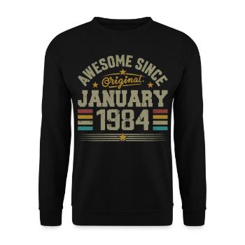 Retro Birthday Gift Born In January 1984 - Unisex Sweatshirt - black - Front - Alina (178cm) & Michal (187cm)