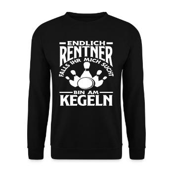 Finally retired am bowling free time - Unisex Sweatshirt - black - Front - Alina (178cm) & Michal (187cm)