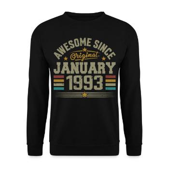 Retro Birthday Gift Born In January 1993 - Unisex Sweatshirt - black - Front - Alina (178cm) & Michal (187cm)