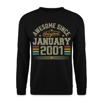 Retro Birthday Gift Born In January 2001 - Unisex Sweatshirt - black - Front - Alina (178cm) & Michal (187cm)