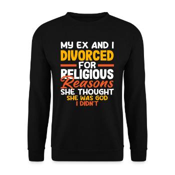 Mon ex et moi avons rompu pour des raisons religieuses - Sweat-shirt Unisexe - noir - Devant - Alina (178cm) & Michal (187cm)