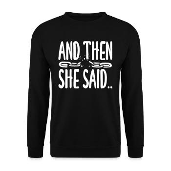 Und Dann Sagte Sie Scheidung - Unisex Pullover - Schwarz - Vorne - Alina (178cm) & Michal (187cm)