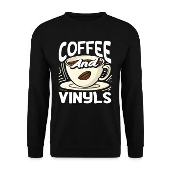Amateur de café et fan de vinyles - Sweat-shirt Unisexe - noir - Devant - Alina (178cm) & Michal (187cm)