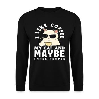 Chat amateur de café et peut-être trois - Sweat-shirt Unisexe - noir - Devant - Alina (178cm) & Michal (187cm)