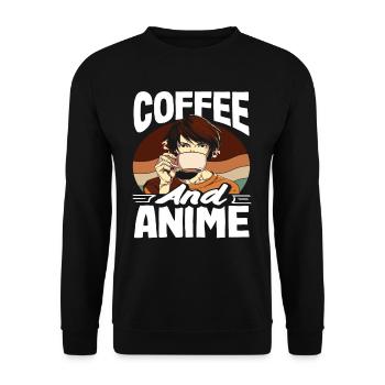 Amateur d'anime et fan de café - Sweat-shirt Unisexe - noir - Devant - Alina (178cm) & Michal (187cm)