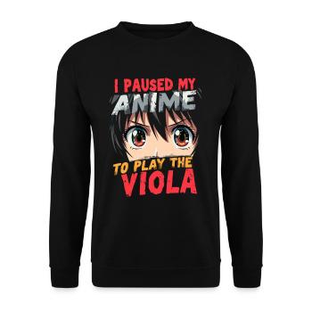 Bratsche Viola Bratschist Paused Anime Comic Art - Unisex Pullover - Schwarz - Vorne - Alina (178cm) & Michal (187cm)