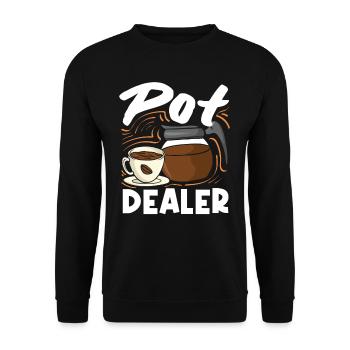 Pot Dealer Coffee Lover Humorous - Unisex Sweatshirt - black - Front - Alina (178cm) & Michal (187cm)
