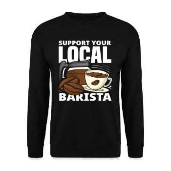 Support your local Coffee Lover Barista - Unisex Sweatshirt - black - Front - Alina (178cm) & Michal (187cm)