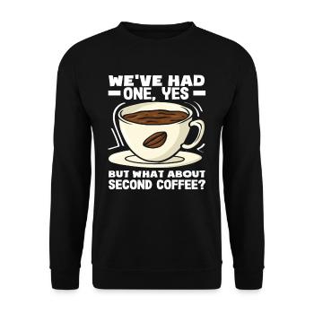 Coffee Lovers Second Coffee Slogan - Unisex Sweatshirt - black - Front - Alina (178cm) & Michal (187cm)