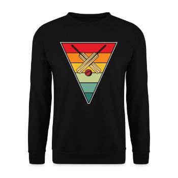 Retro Cricket Player Triangle Vintage - Unisex Sweatshirt - black - Front - Alina (178cm) & Michal (187cm)