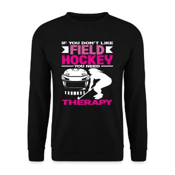 Thérapie du joueur de hockey sur gazon Dire - Sweat-shirt Unisexe - noir - Devant - Alina (178cm) & Michal (187cm)