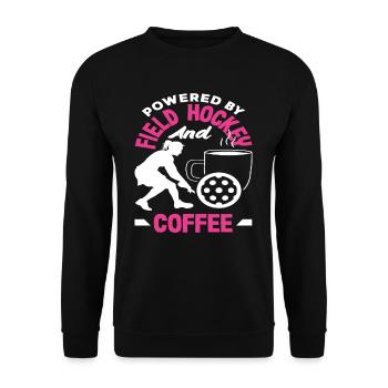 Joueurs de hockey sur gazon : Alimenté par le café - Sweat-shirt Unisexe - noir - Devant - Alina (178cm) & Michal (187cm)