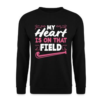 My heart beats for field hockey players - Unisex Sweatshirt - black - Front - Alina (178cm) & Michal (187cm)