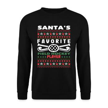 Fête de Noël Joueur de hockey sur gazon préféré - Sweat-shirt Unisexe - noir - Devant - Alina (178cm) & Michal (187cm)