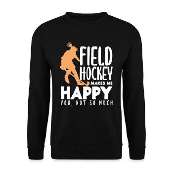 Feldhockey Spieler Macht Mich Glücklich - Unisex Pullover - Schwarz - Vorne - Alina (178cm) & Michal (187cm)