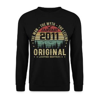 14 Jahre altes Geburtstagsgeschenk, geboren im Januar 2011 - Unisex Pullover - Schwarz - Vorne - Alina (178cm) & Michal (187cm)