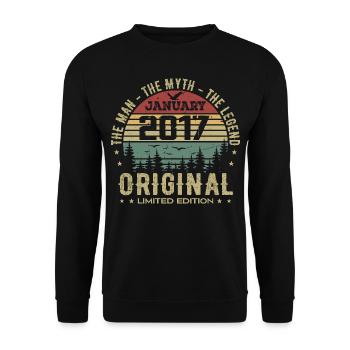 8 Year Old Birthday Gift, Born In January 2017 - Unisex Sweatshirt - black - Front - Alina (178cm) & Michal (187cm)