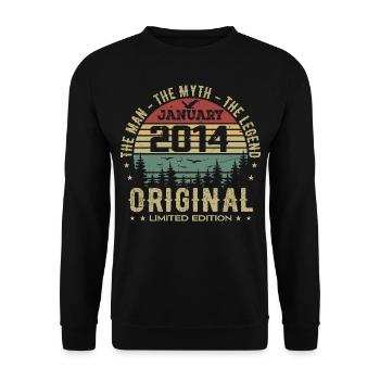 11 Jahre altes Geburtstagsgeschenk, geboren im Januar 2014 - Unisex Pullover - Schwarz - Vorne - Alina (178cm) & Michal (187cm)