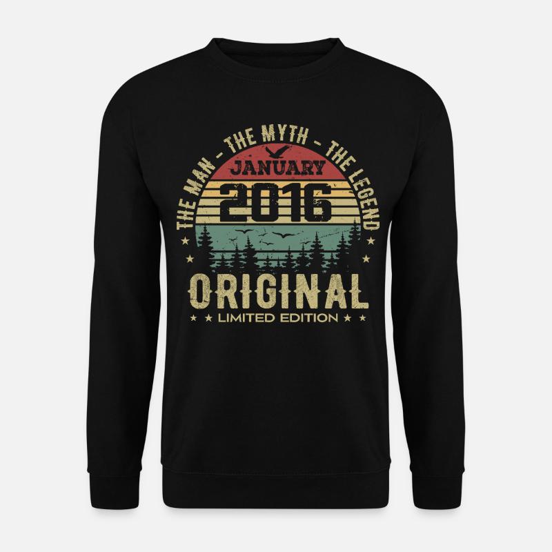 9 Jahre altes Geburtstagsgeschenk, geboren im Januar 2016 - Unisex Pullover - Schwarz