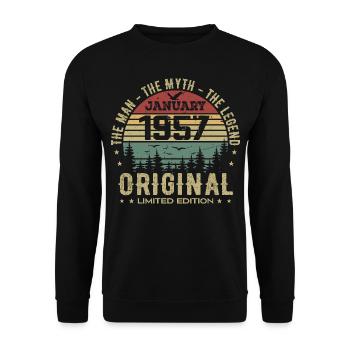 68 Year Old Birthday Gift, Born In January 1957 - Unisex Sweatshirt - black - Front - Alina (178cm) & Michal (187cm)