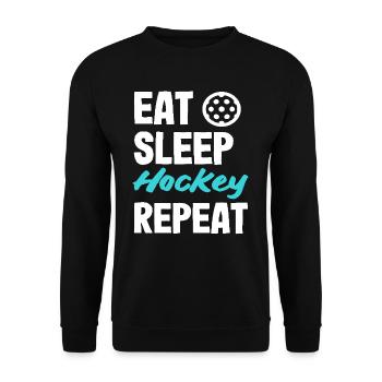 Eat Sleep Hockey Repeat Hockey Players - Unisex Sweatshirt - black - Front - Alina (178cm) & Michal (187cm)