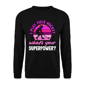 Hockey Player Superpower Question - Unisex Sweatshirt - black - Front - Alina (178cm) & Michal (187cm)