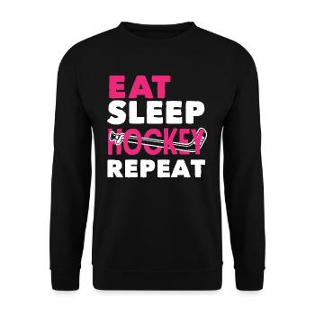 Field Hockey Player Eat Sleep Hockey Repeat - Unisex Sweatshirt - black - Front - Alina (178cm) & Michal (187cm)