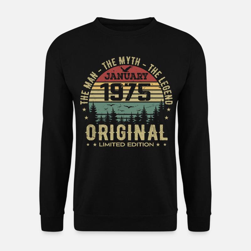 50 Jahre altes Geburtstagsgeschenk, geboren im Januar 1975 - Unisex Pullover - Schwarz