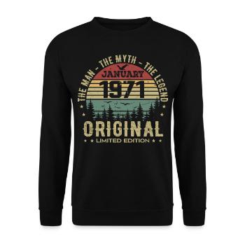 54 Year Old Birthday Gift, Born In January 1971 - Unisex Sweatshirt - black - Front - Alina (178cm) & Michal (187cm)