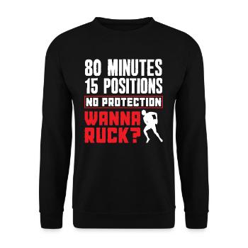 Rugby Spieler 80 Minuten 15 Positionen - Unisex Pullover - Schwarz - Vorne - Alina (178cm) & Michal (187cm)
