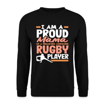Proud mum of a fantastic rugby player - Unisex Sweatshirt - black - Front - Alina (178cm) & Michal (187cm)